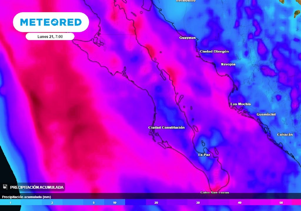 Modelo ECMWF - Acumulado de lluvias en milímetros