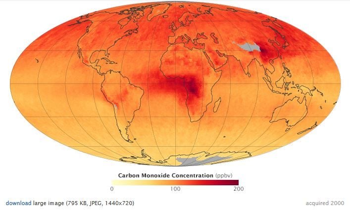 Catorce años estimando el monóxido de carbono desde MOPITT