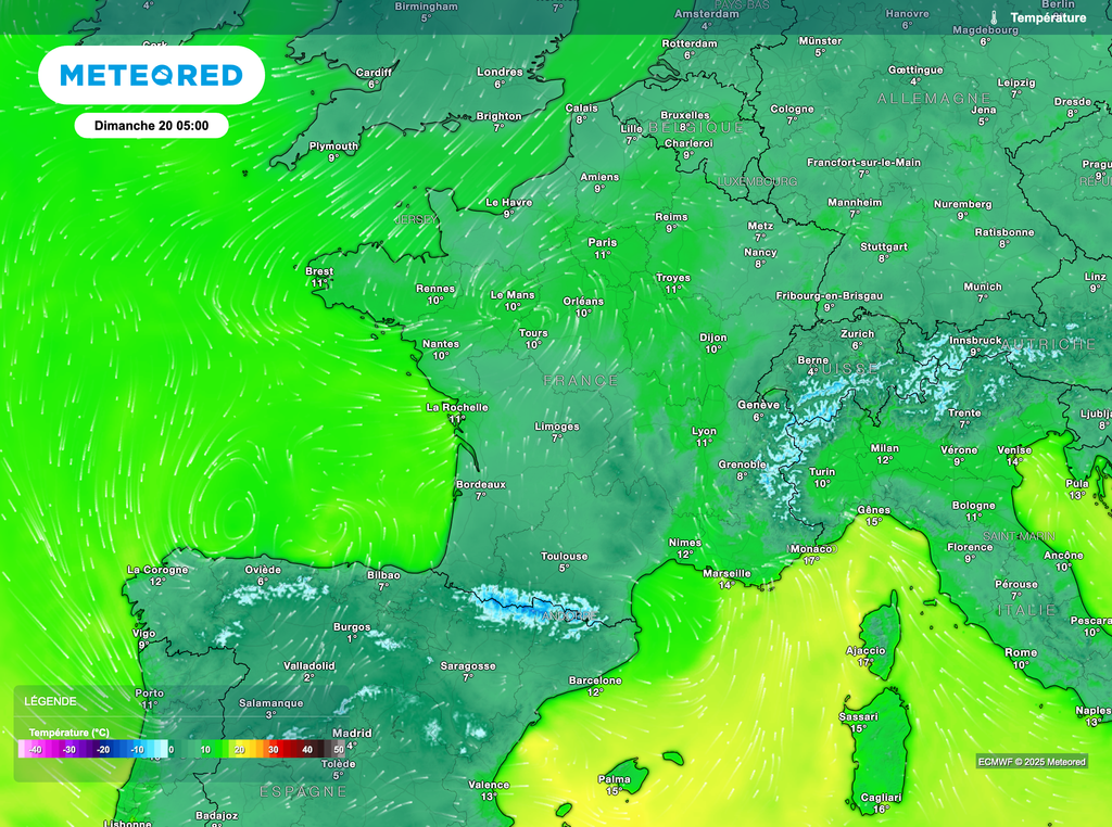 Fraîcheur matinale humide en prévision.