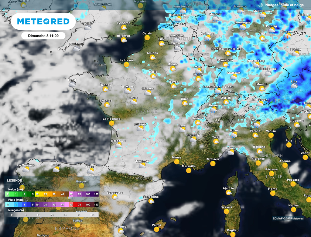 Une météo encore parfois pluvieuse dimanche dans le nord-est.