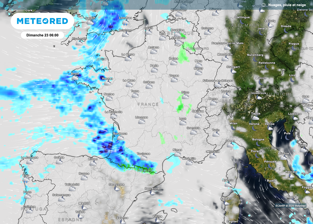 Une matinée très souvent nuageuse avec un risque de phénomènes glissants.