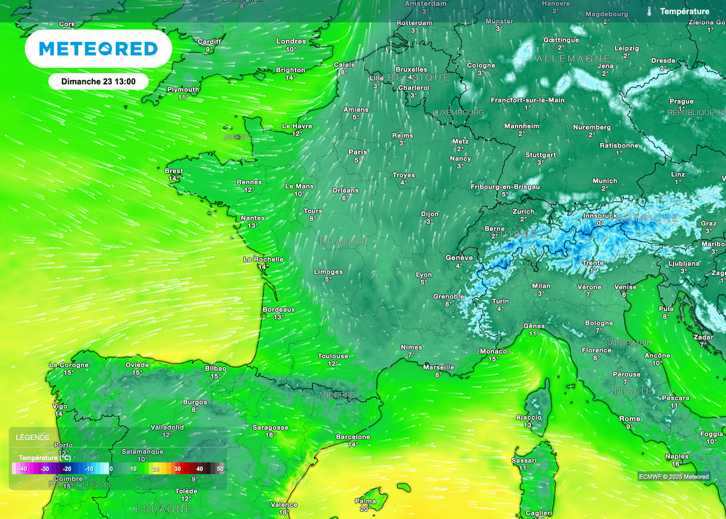 Un après-midi encore frais à l'est, plus doux à l'ouest.
