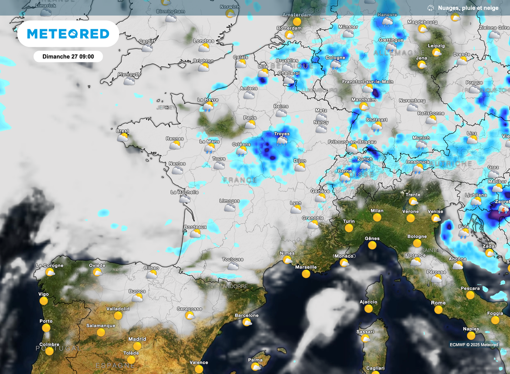 Une matinée parfois déjà sous le signe de la pluie pour la Bourgogne par exemple.