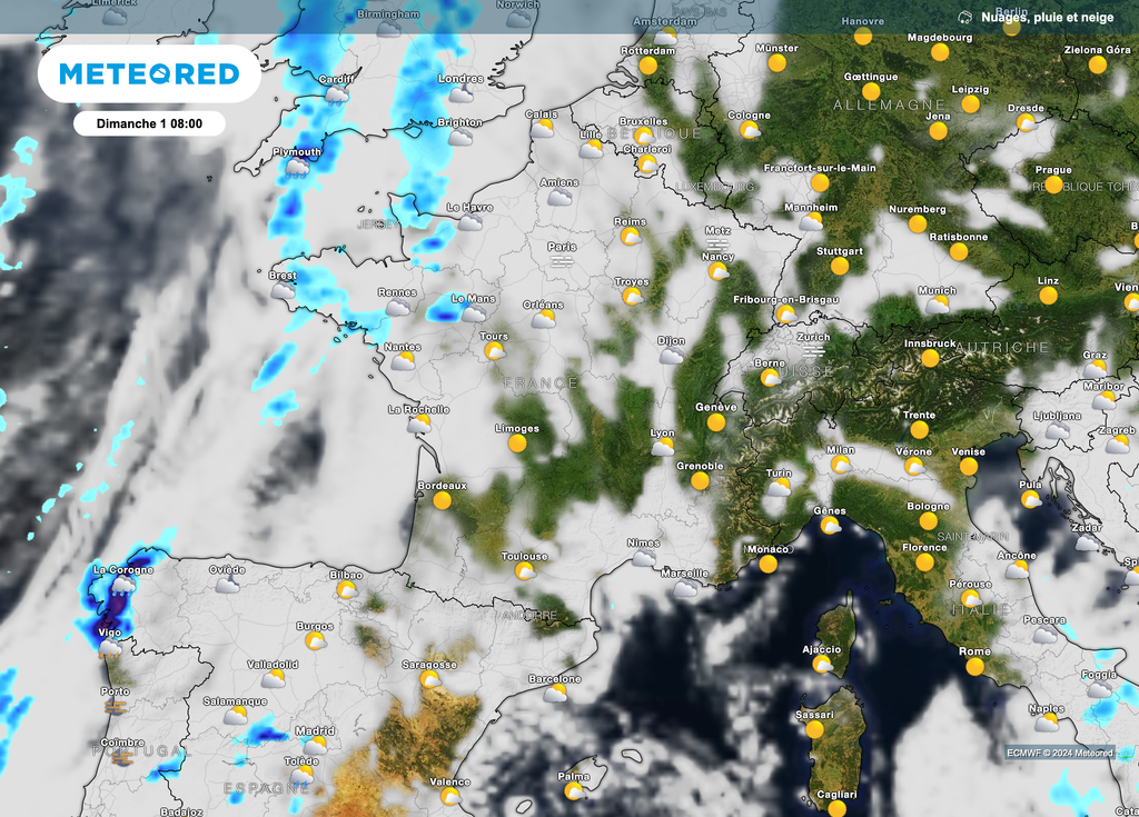 Les éclaircies à l'est laisseront progressivement les nuages s'inviter en nombre.
