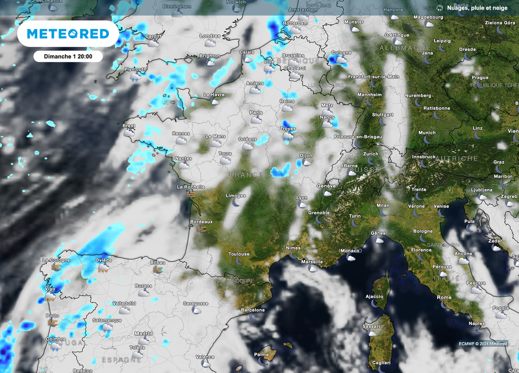 Le sud sera temporairement épargné par les pluies et averses présentes sur la moitié nord.
