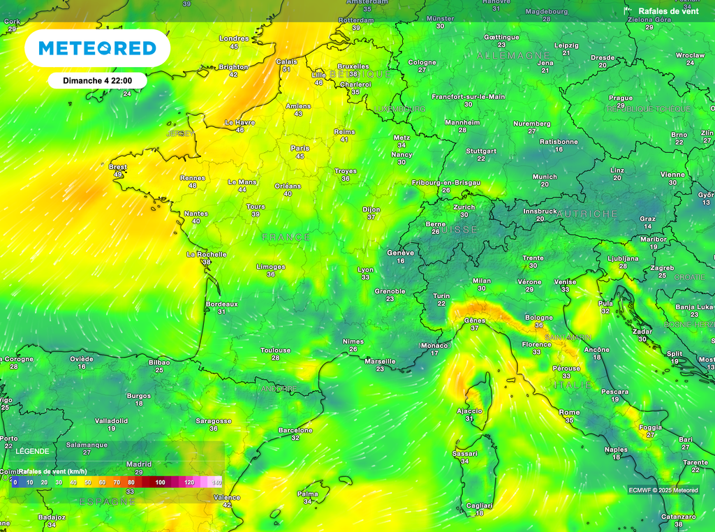 Un vent sensible à fort sera présent permettant aux éclaircies d'être présentes au nord.
