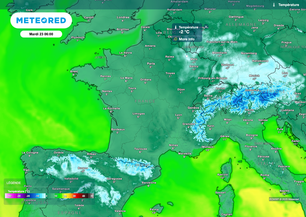 Gelées encore un peu plus étendues pour la matinée de mardi.