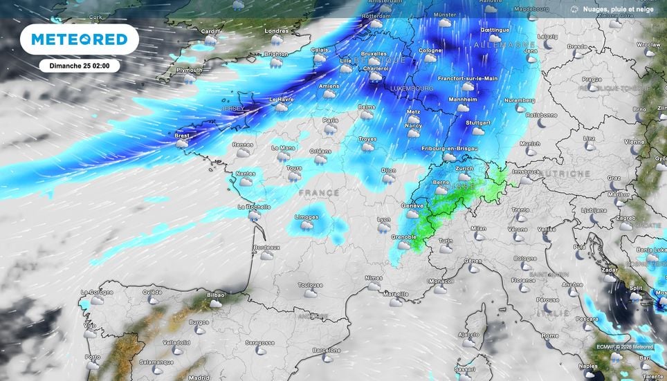 Pluies bien présentes pour le début de nuit sur l'hexagone.