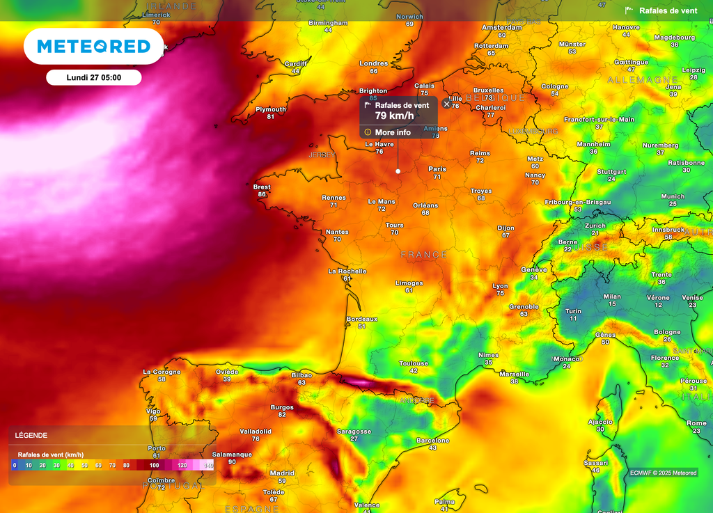 Coup de vent à prévoir entre dimanche soir et lundi sur une large moitié nord de la France. Coup de vent à prévoir entre dimanche soir et lundi sur une large moitié nord de la France.