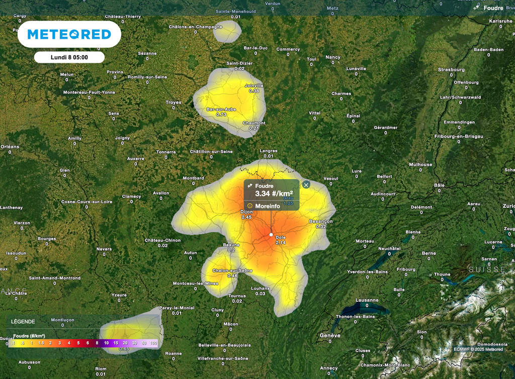 Lundi, l'activité électrique sera toujours d'actualité notamment dans la moitié est.