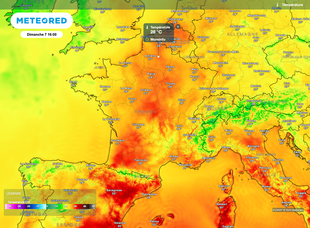 Quasiment 30°C dans certaines localités de la moitié nord.