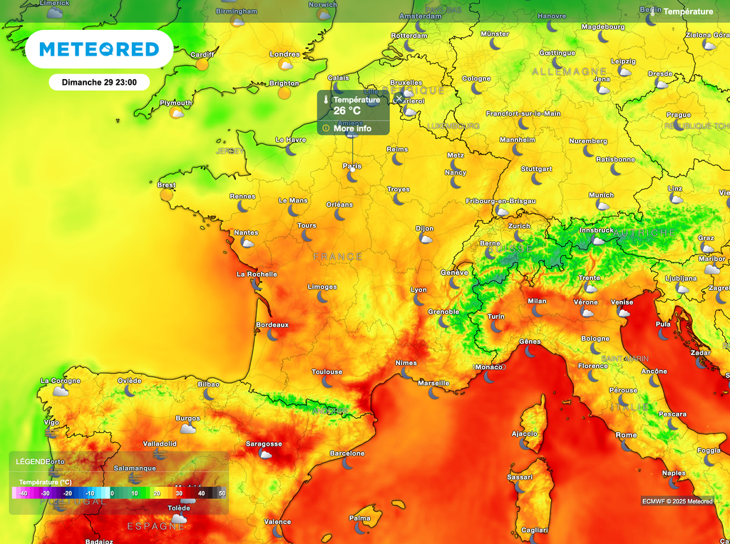 Une soirée très douce et même chaude en perspective. Plus respirable vers le littoral du nord-ouest.