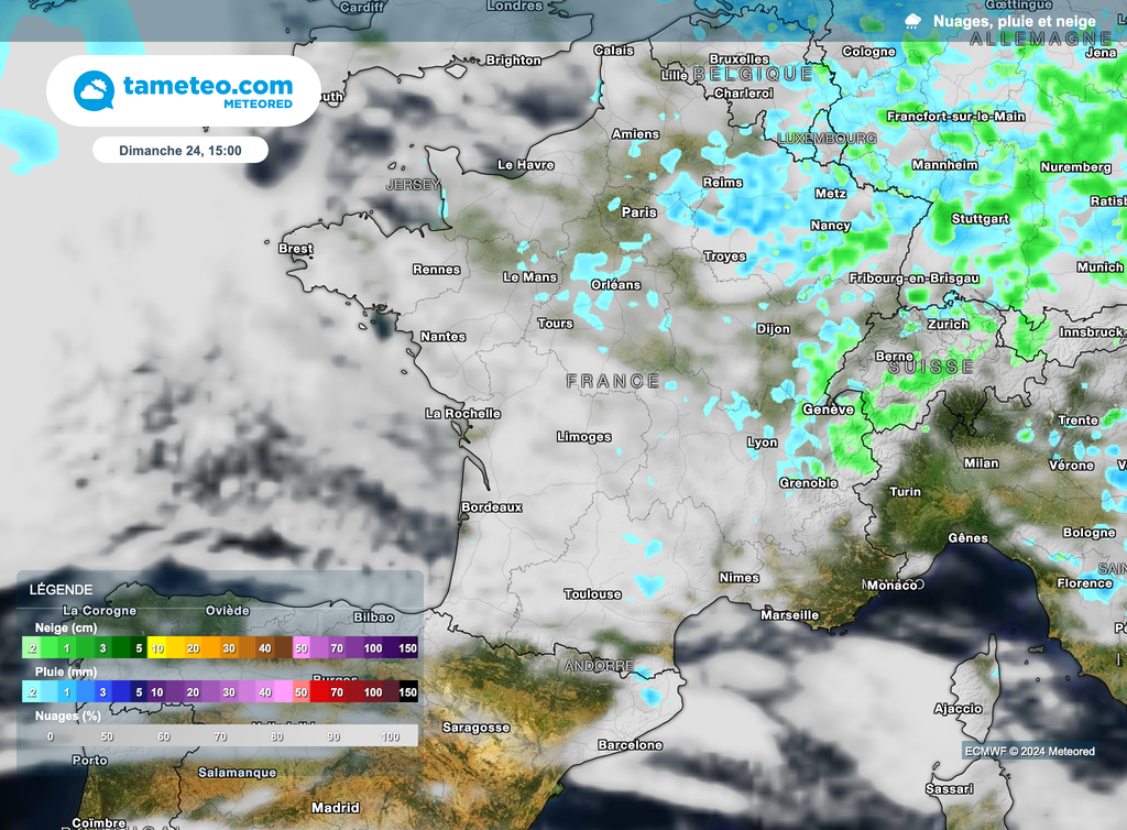 L'après-midi, l'instabilité se concentrera sur un large quart Nord-Est.