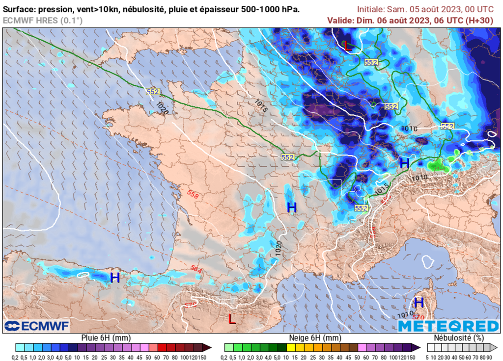 Pluies parfois fortes en fin de nuit prochaine et matinée de dimanche sur le Nord-Est de la France.