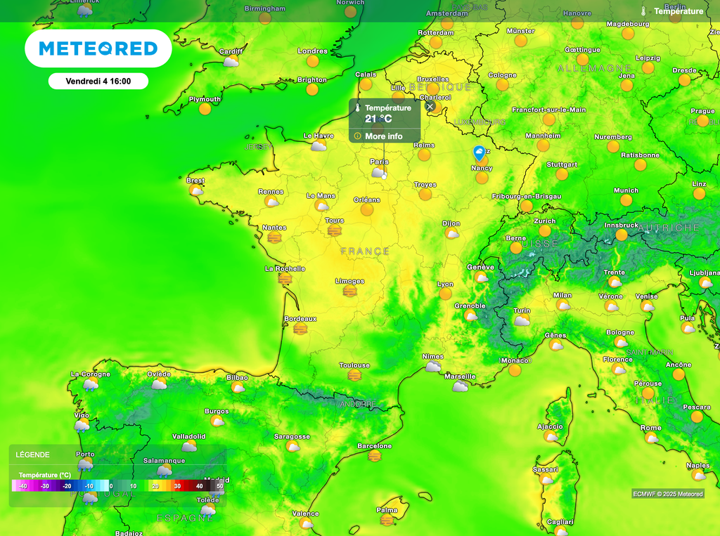 Températures bien douces avec plus de 20°C sur nombre de départements entre jeudi et samedi. Températures bien douces avec plus de 20°C sur nombre de départements entre jeudi et samedi.