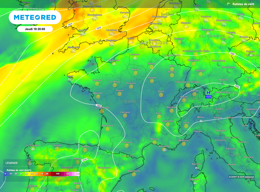 Remontée de la pression atmosphérique d'ici jeudi.