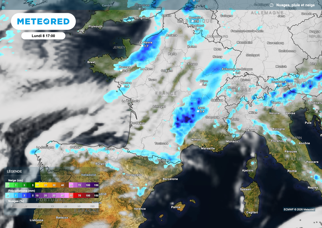 Deux zones perturbées ce lundi après-midi en France. Deux zones perturbées ce lundi après-midi en France.