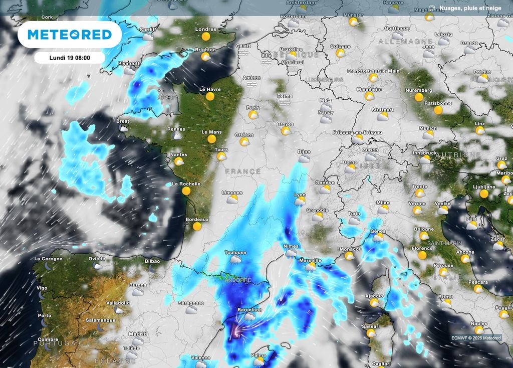 Dans le sud-est, des pluies déjà prévues pour le matin de ce lundi. Dans le sud-est, des pluies déjà prévues pour le matin de ce lundi.