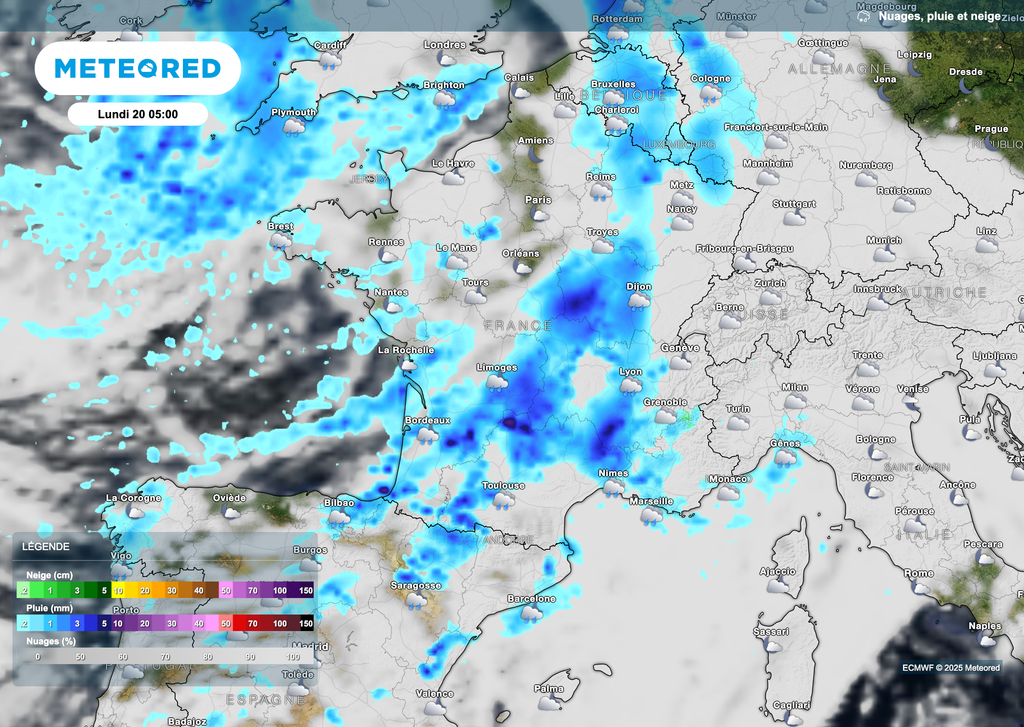 De la pluie bien présente en matinée de lundi. De la pluie bien présente en matinée de lundi.
