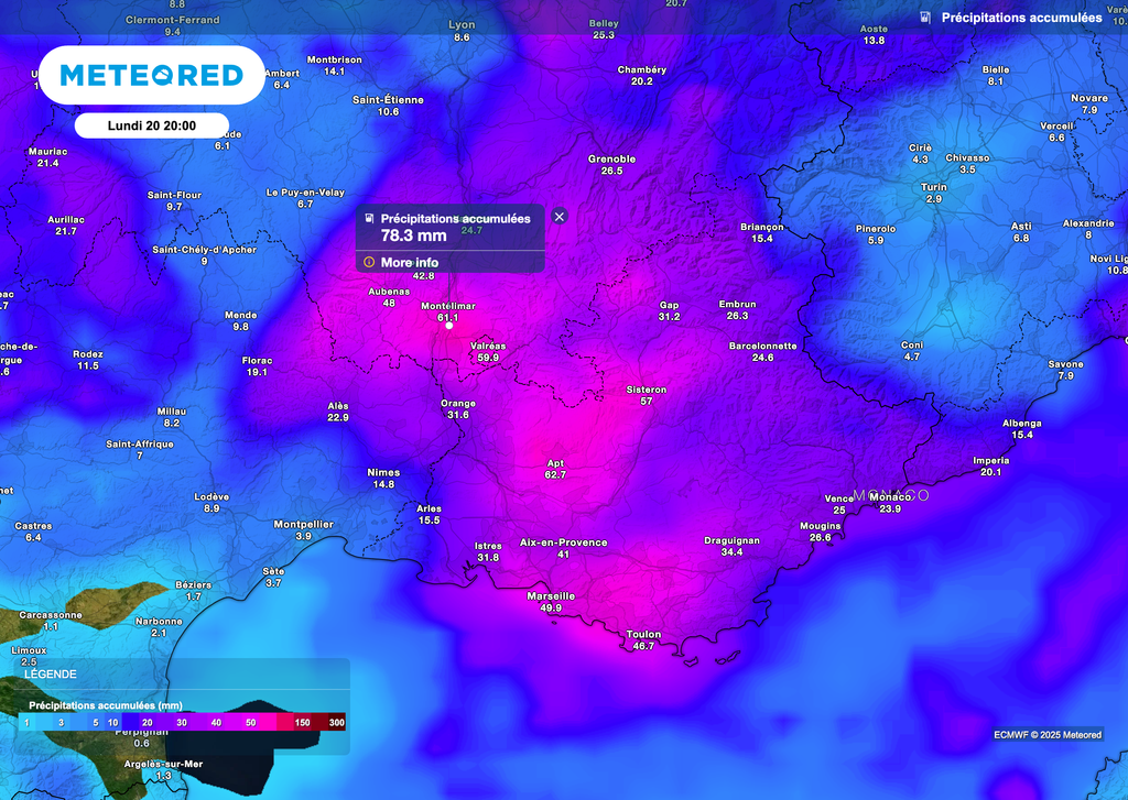 Une journée de lundi très pluvieuse dans le sud-est. Une journée de lundi très pluvieuse dans le sud-est.