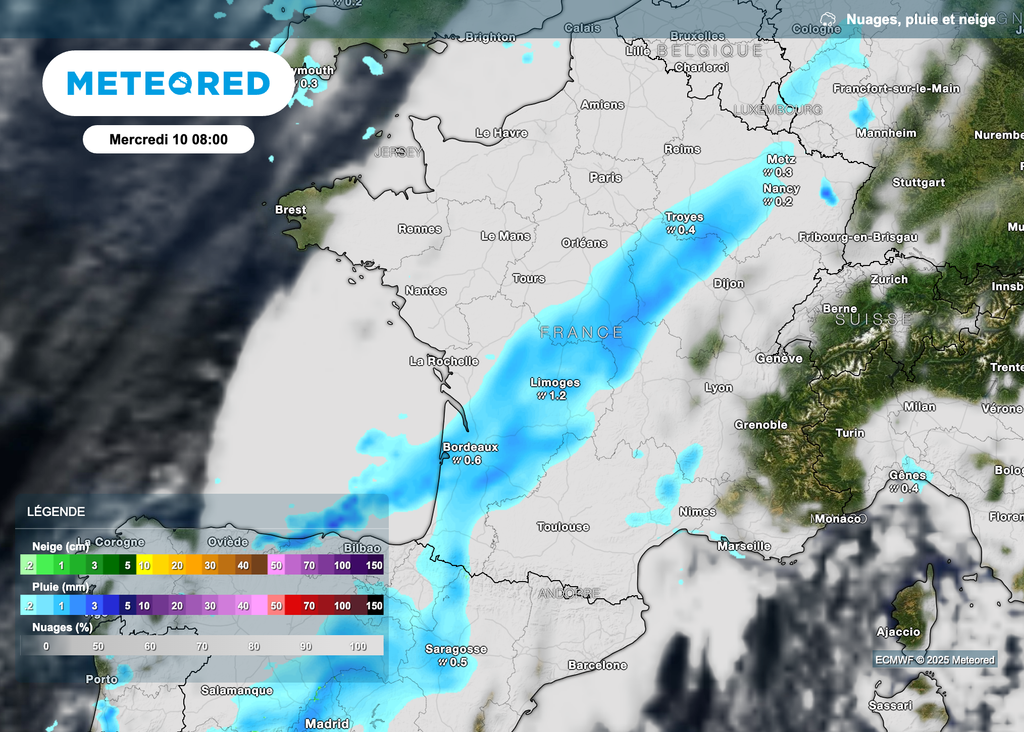 Position de la perturbation ce mercredi matin.