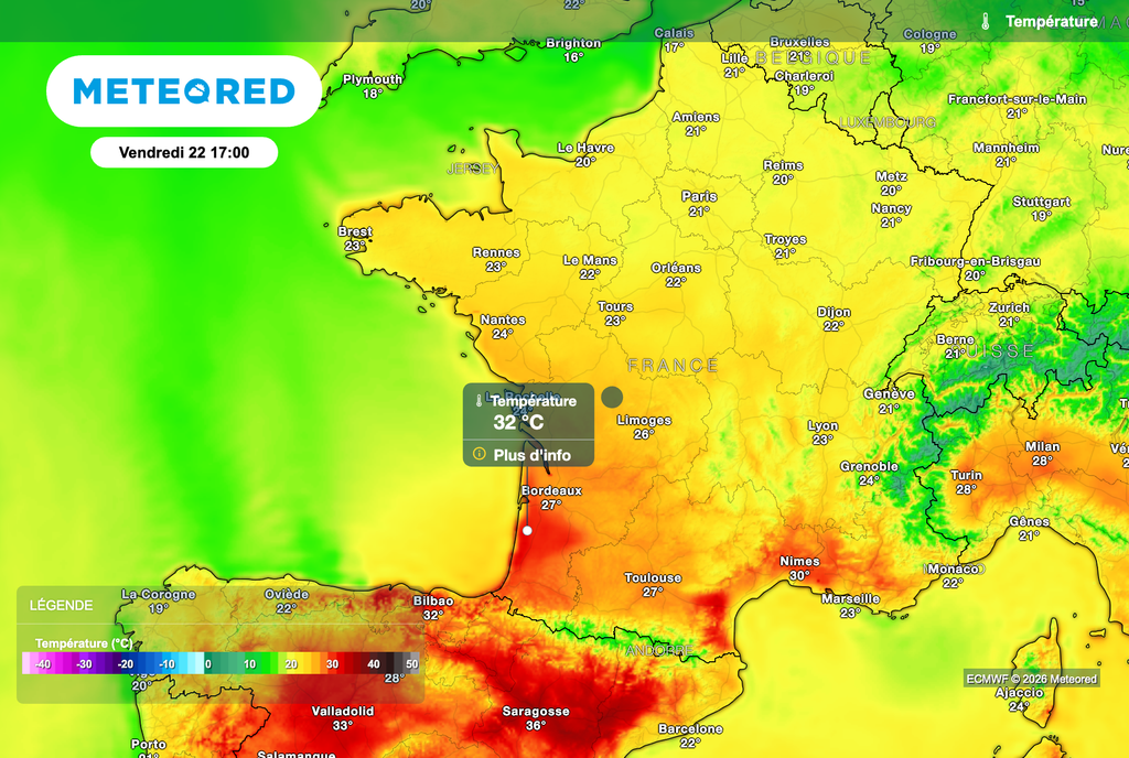 Jusqu'à 32 degrés vendredi après-midi dans le sud-ouest de la France !