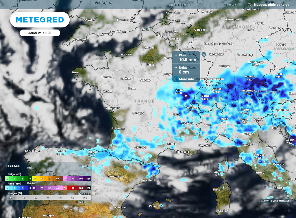 De la pluie localement en forte quantité sur la France.