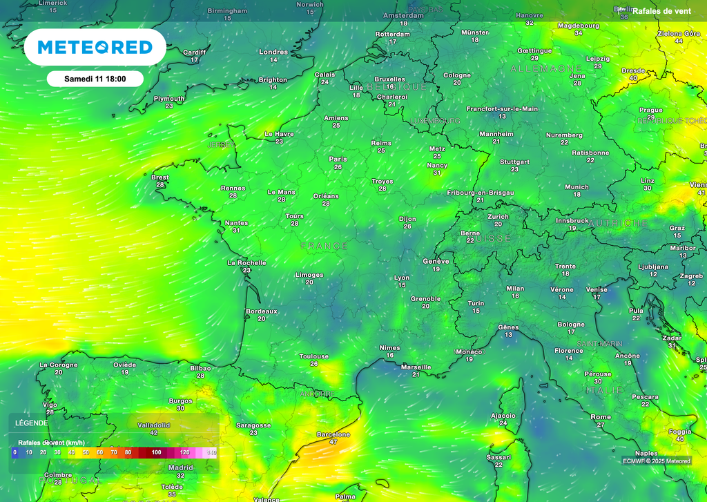 Du vent bien présent en France.