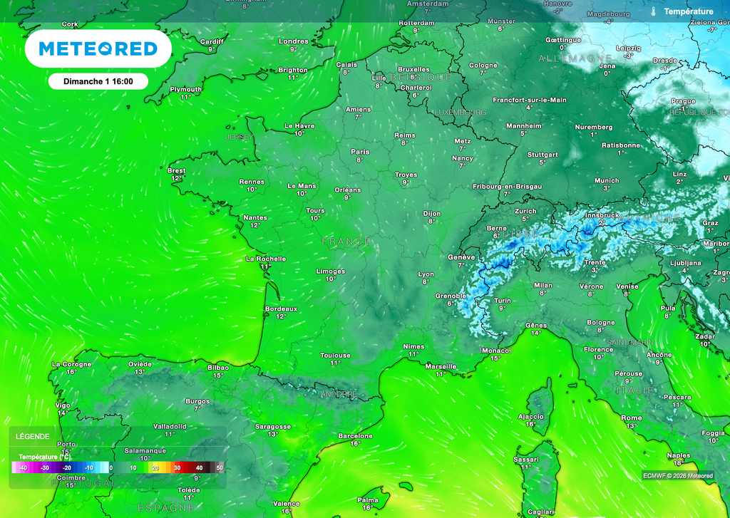 Une certaine douceur concernera la France ce samedi après-midi. On se situera plutôt au-dessus des normales de référence.