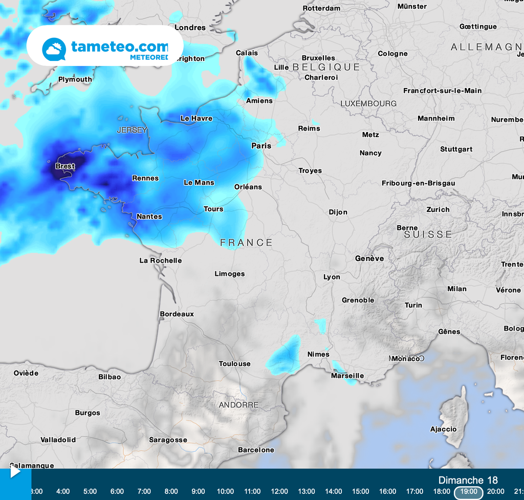 Une perturbation accompagnera le redoux sur le Nord-Ouest de la France dimanche. Des pluies verglaçantes sont à prévoir.