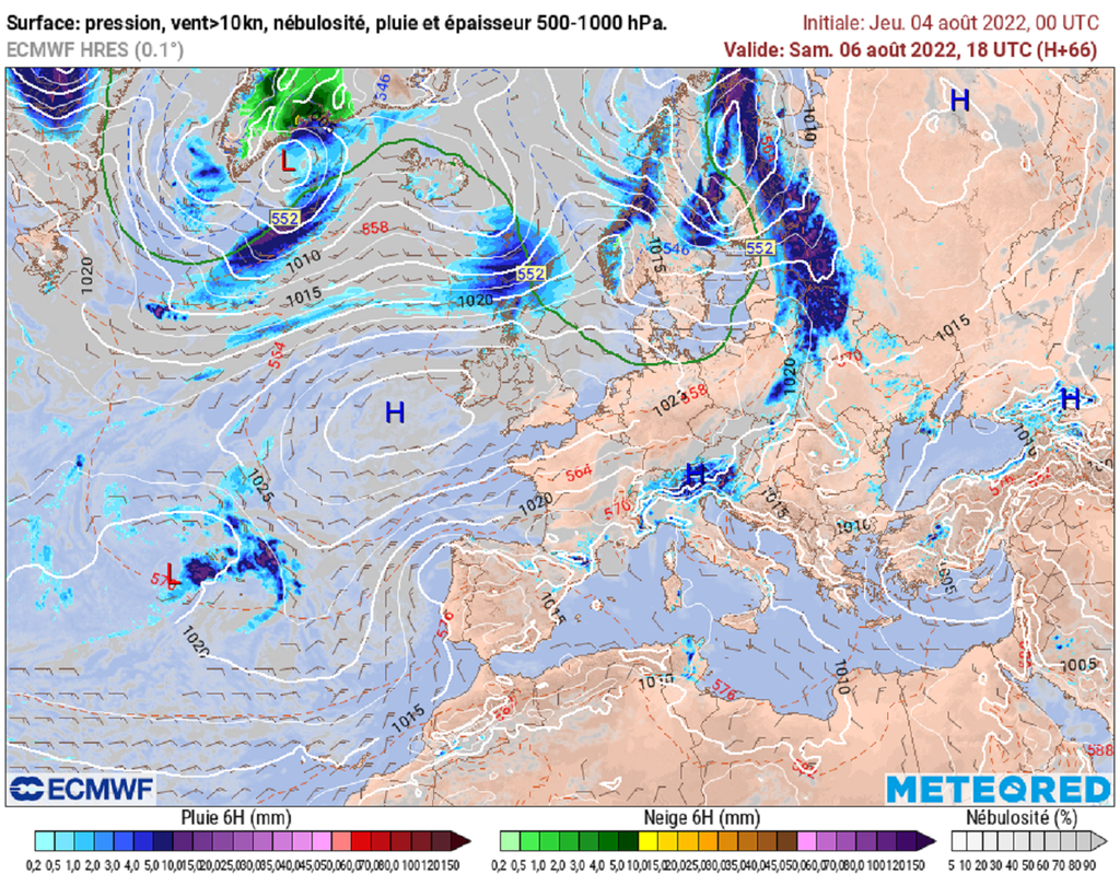 Avec un anticyclone positionné au sud de l'Irlande, un temps sec et ensoleillé dominera sur tout l'ouest de l'Europe. Avec un anticyclone positionné au sud de l'Irlande, un temps sec et ensoleillé dominera sur tout l'ouest de l'Europe.