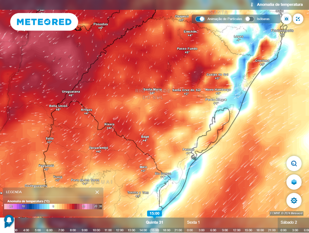 previsão, anomalia de temperatura, ecmwf