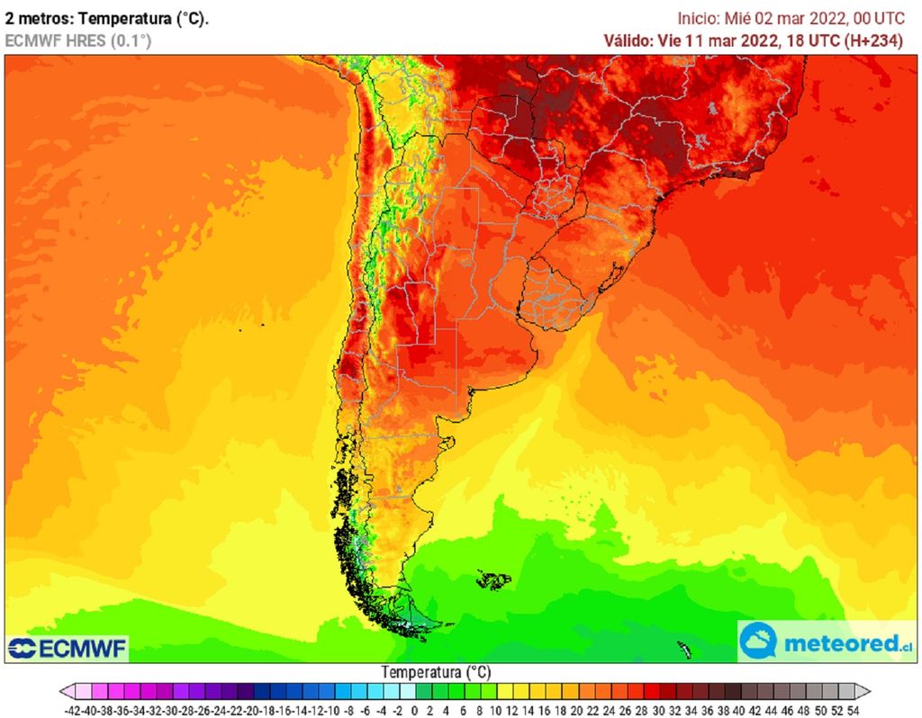 Temperaturas previstas; modelo ECMWF Temperaturas previstas; modelo ECMWF