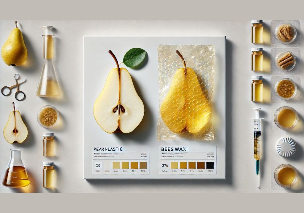 Rodajas de pera en bioplastico