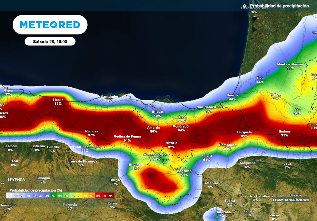 Las precipitaciones quedarán prácticamente acotadas al tercio norte peninsular.
