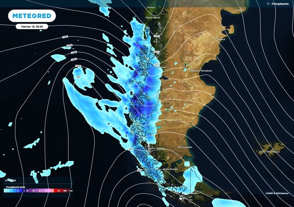 El 18 de septiembre amanecerá con precipitaciones en la Patagonia.