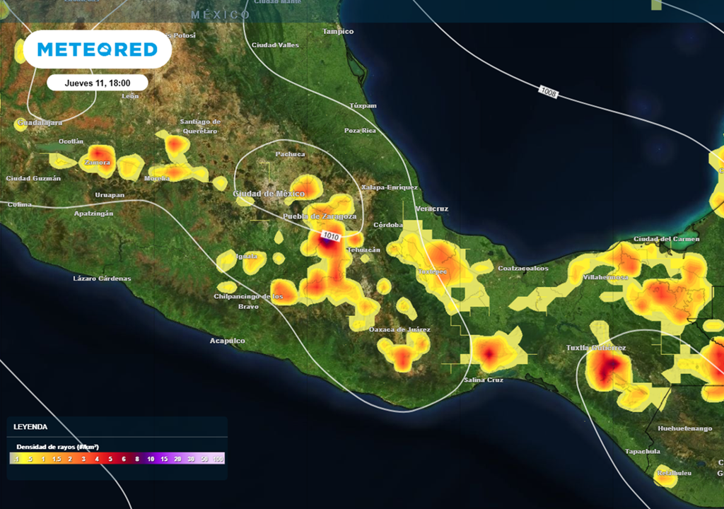 CDMX con tormentas en la tarde del jueves 11 Aumenta rápidamente la presencia de tormentas fuertes en la tarde del jueves 11 de junio, para la sede de CDMX. Modelo: ECMWF.