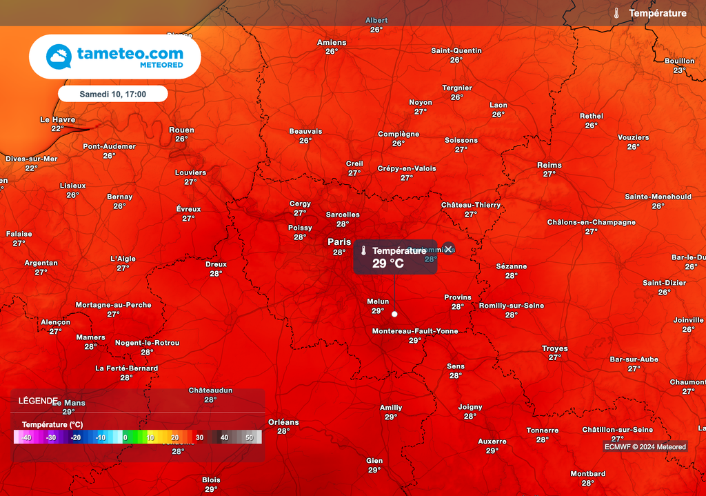 30°C en Île-de-France samedi après-midi. 30°C en Île-de-France samedi après-midi.