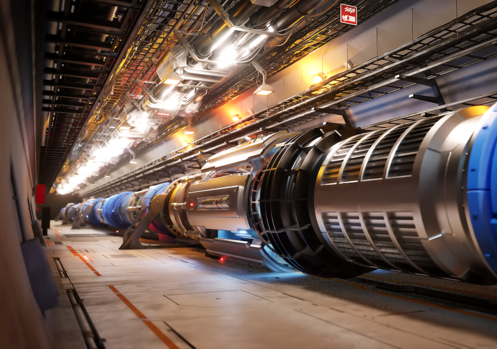 Künstlerische Darstellung des Tunnels für den FCC-hh (Proton-Proton-Collider) Künstlerische Darstellung des Tunnels für den FCC-hh (Proton-Proton-Collider)