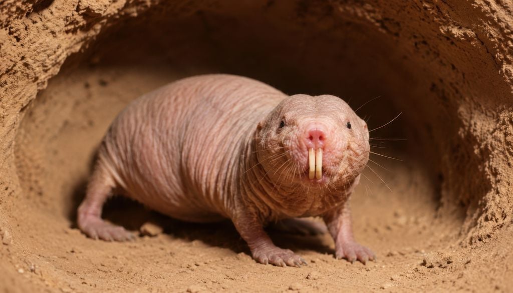 Rat taupe nu sans poil animaux biodiversité dent Ce petit rongeur vit en Afrique de l'Est.