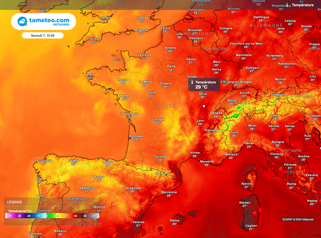 Chaleur modérée à localement forte dans l'est pour ce samedi après-midi.