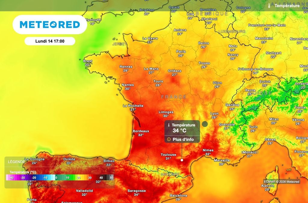 Des pointes à près de 35 degrés dans le sud de la France en début de semaine prochaine. Des pointes à près de 35 degrés dans le sud de la France en début de semaine prochaine.