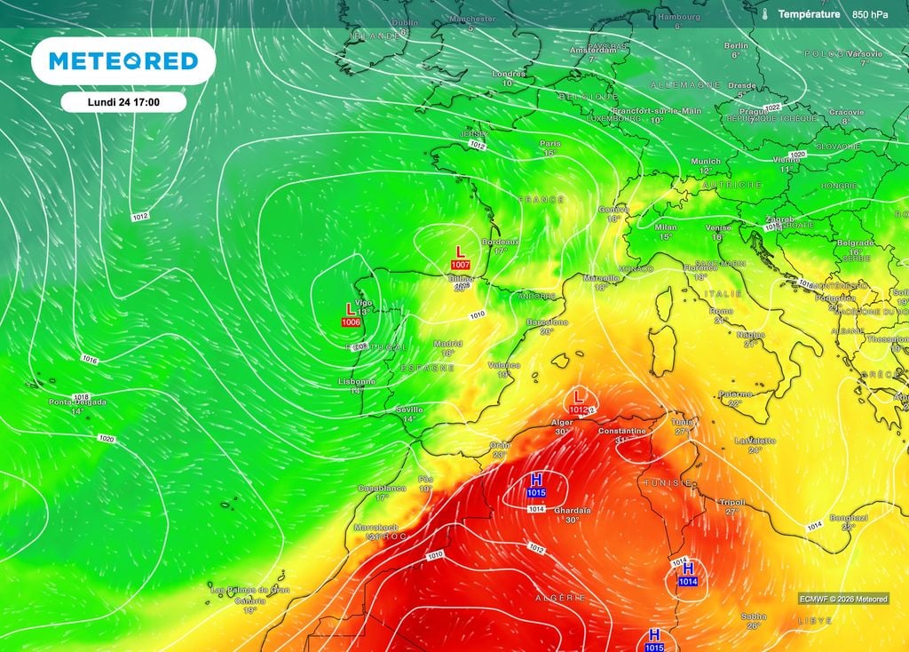Une remontée d'air chaud nous concernera en début de semaine avec parfois plsu de 30°C !