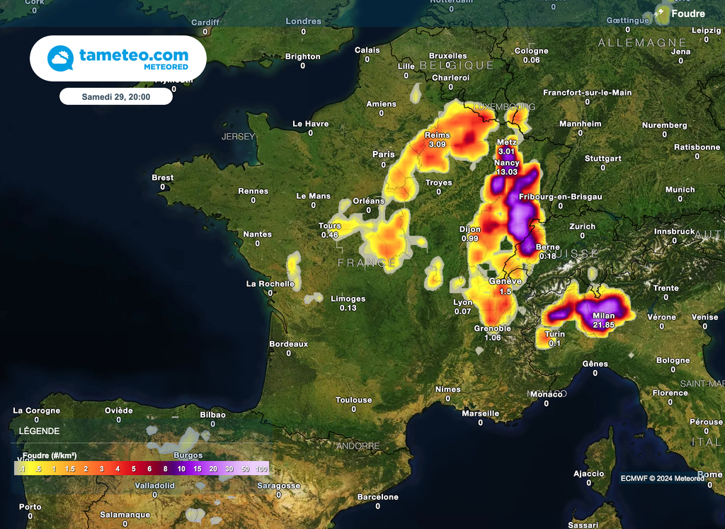 Une activité électrique intense s'annonce dans le nord-est ce soir et cette nuit. Prudence !