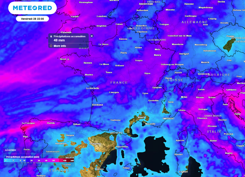 Avec les perturbations attendues en début de semaine, les cumuls de pluies seront parfois importants. Avec les perturbations attendues en début de semaine, les cumuls de pluies seront parfois importants.