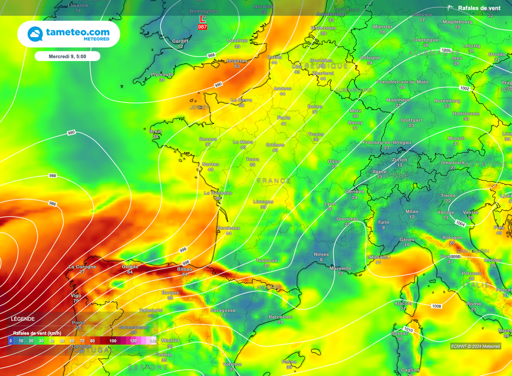 Un vent plus modéré se présentera dès lundi et mardi en France. Un vent plus modéré se présentera dès lundi et mardi en France.