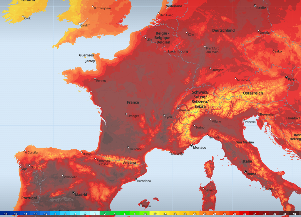 La journée de mercredi sera la plus chaude de la semaine avec des pointes à plus de 40°C possibles. La journée de mercredi sera la plus chaude de la semaine avec des pointes à plus de 40°C possibles.