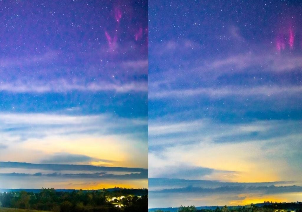 Céu paranaense foi iluminado por sprites vermelhos. Foto: Reprodução/ Asaff Saab de Souza