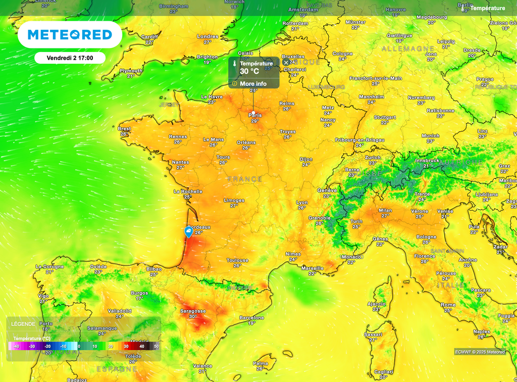 30°C voire un peu plus sur certaines régions du nord d'ici vendredi ? Possible... 30°C voire un peu plus sur certaines régions du nord d'ici vendredi ? Possible...