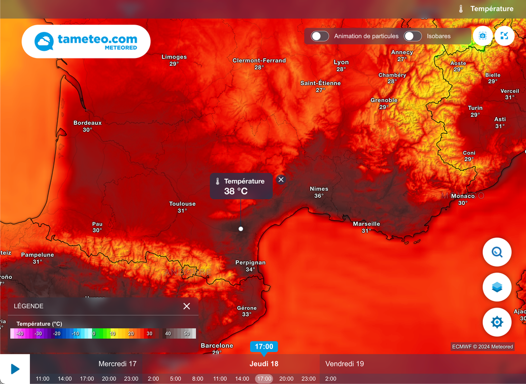 De très fortes chaleurs pourraient persister vers le sud-est.